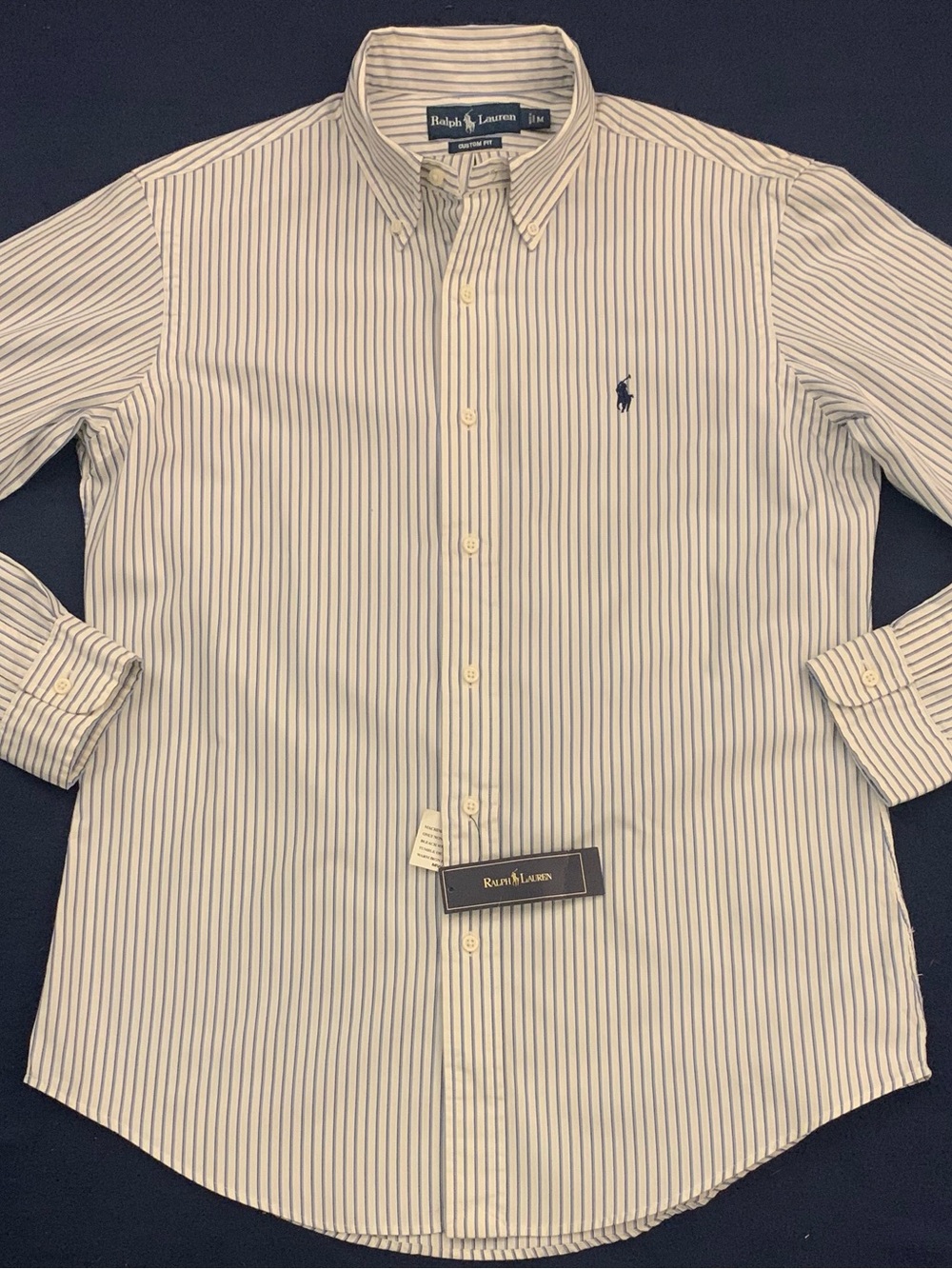 RALPH LAUREN LS Custom Fit All Cotton Striped Shirt - Picture 2 of 7